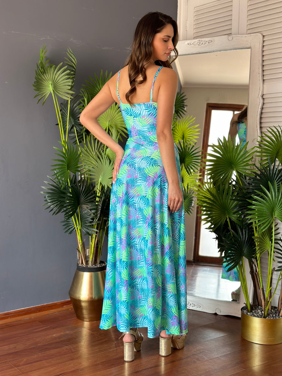 Vestido Paula Tropical Aqua