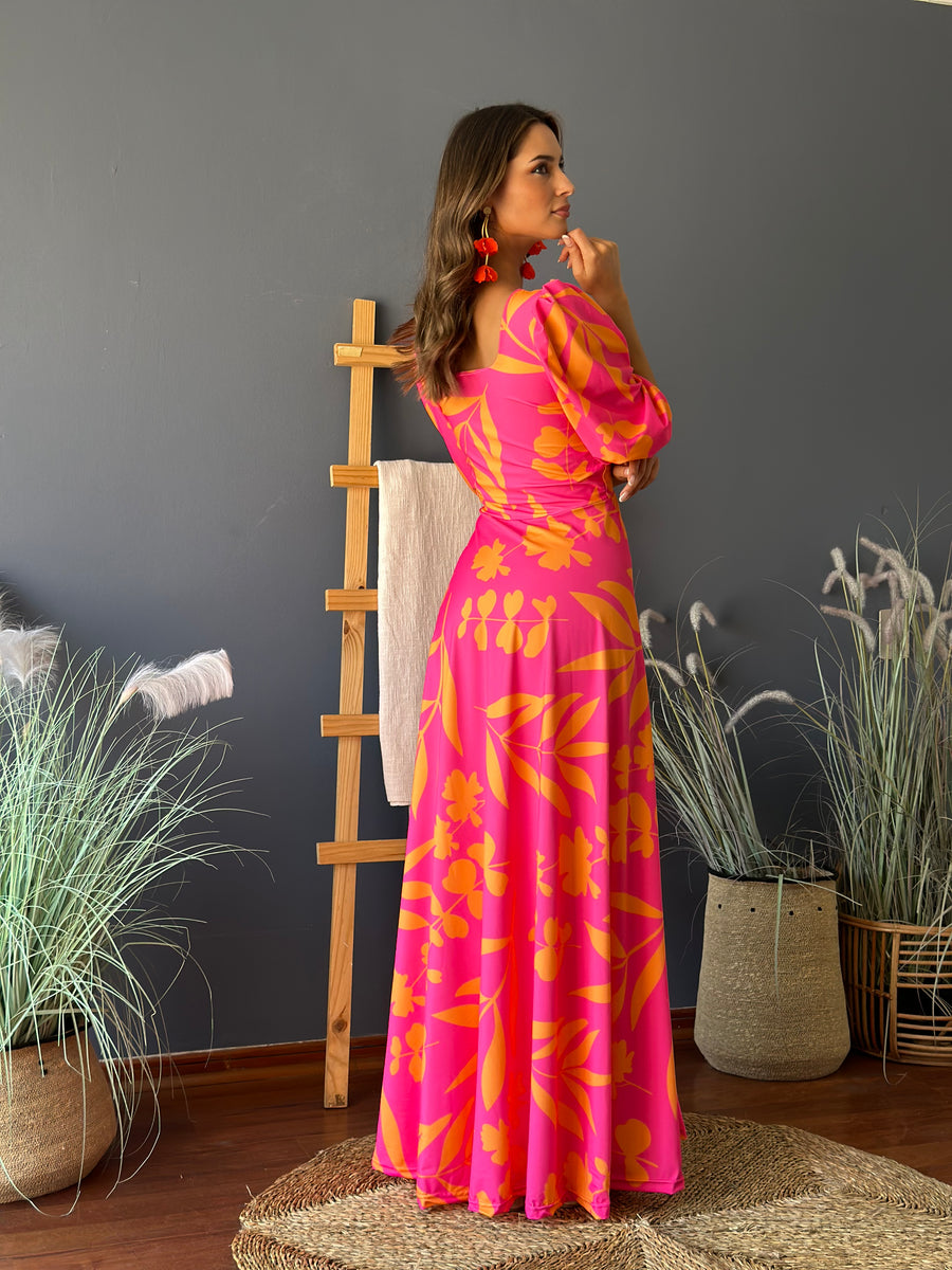 Vestido Josefina Tropical Fucsia