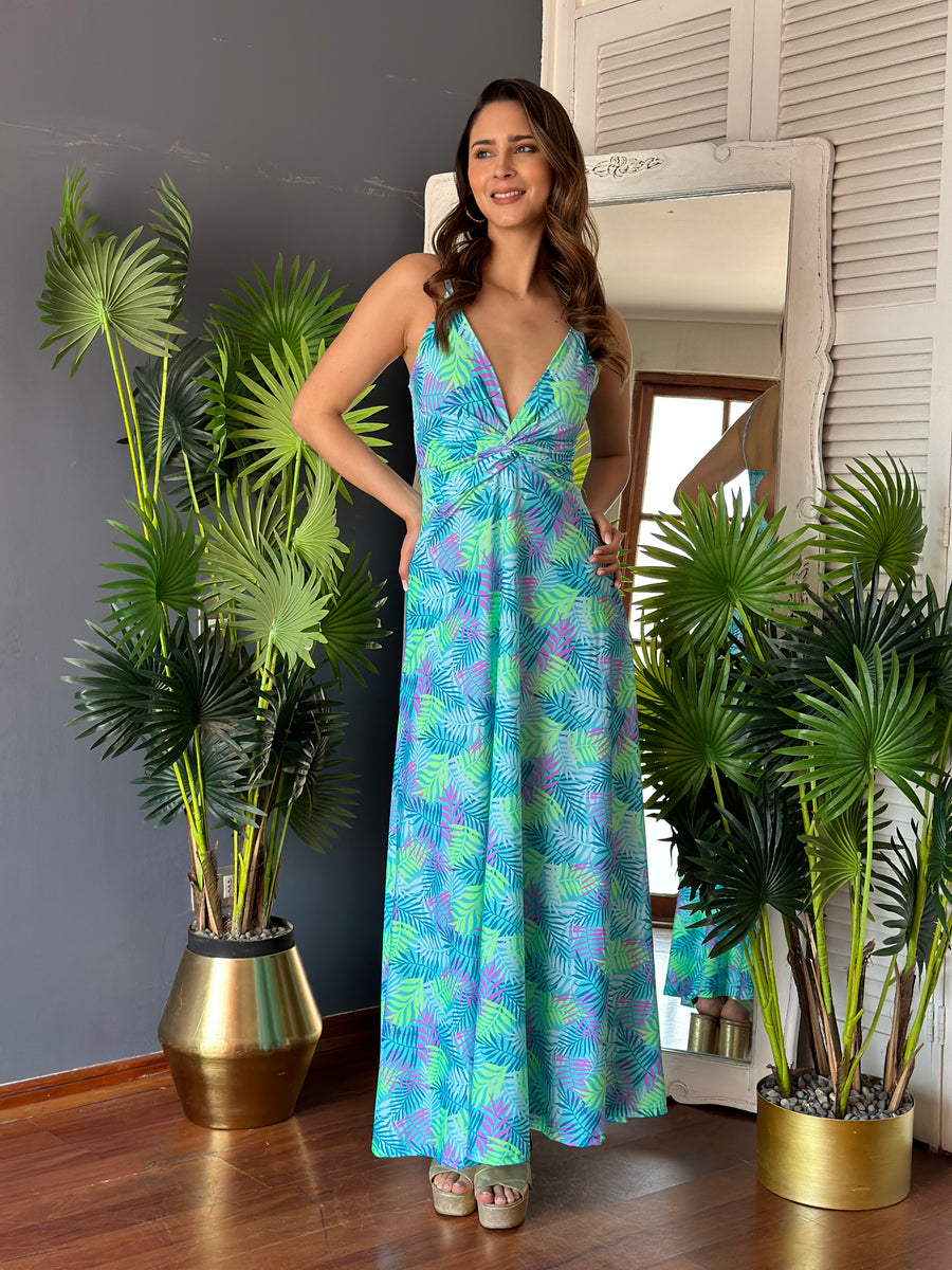 Vestido Paula Tropical Aqua