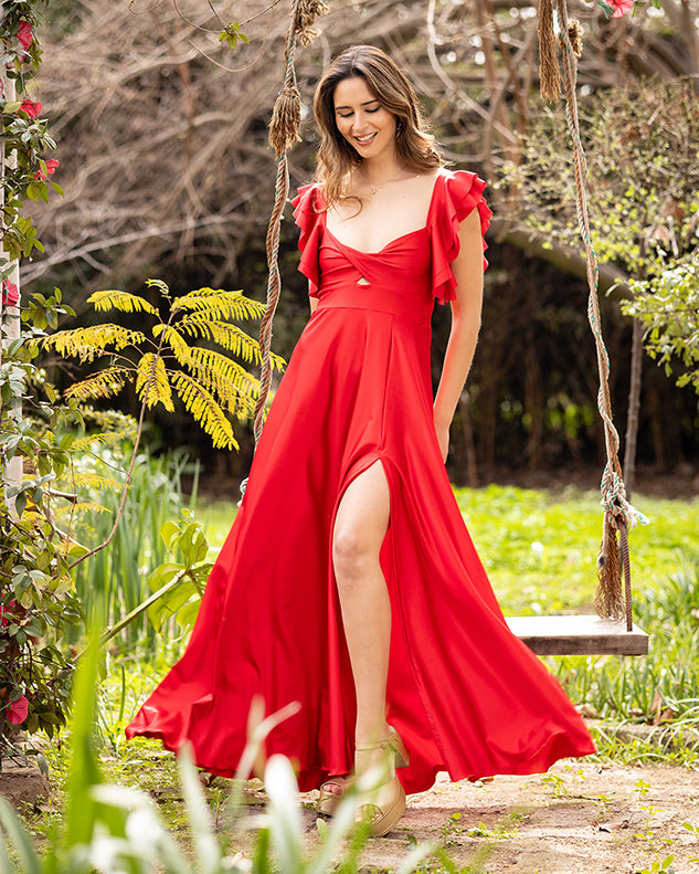 Vestido Dora Satinado Rojo